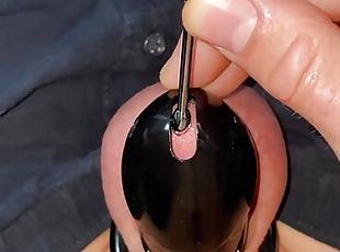 POV PUTTING PENIS PLUG IN MY LOCKED COCK