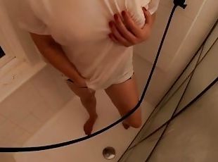 Shower blowjob big tit teen cum in mouth