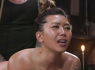 Full-Breasted Asian slave whipped and had sex