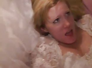 Blonde wife in her wedding dress gets fucked