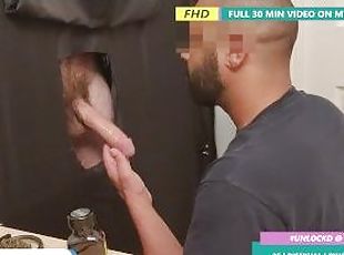 Super Hung 25 Year Old BWC Comes to the Gloryhole To Get Milked Twice!