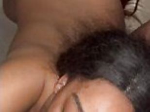 Two Ebony Sluts on Their Knees Eating Ass & Sucking BBC