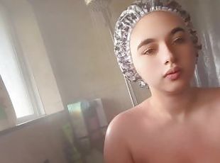 Bbw girl taking a shower