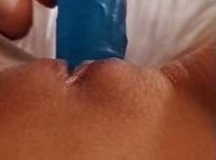 Big blue dildo inside my wet pussy