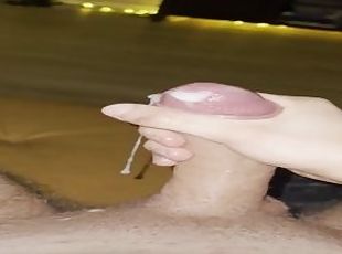 Jerking off my 20cm uncut cock until I finish with huge cumshot