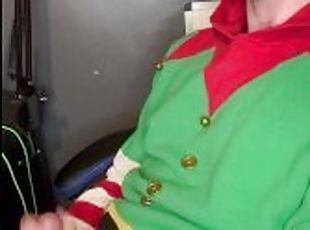 Naughty chavy elf caught masturbating to porn and cumming