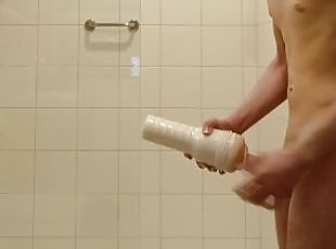 A young guy masturbates in every possible place in the hotel room
