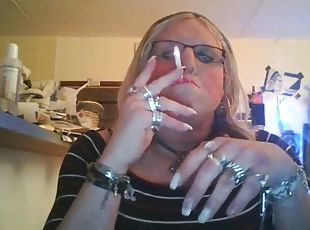 Blonde TS  whore smoking