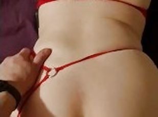 British pawg fucked doggy in tiny red thong