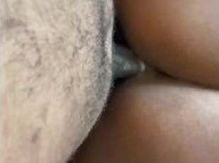 Thick creamy ebony takes backshots