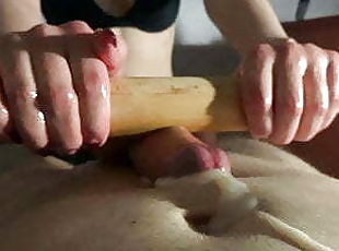 OMG! Mistress squeezed out every last drop with a rolling pin