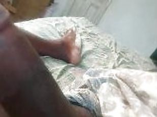 Dark skin big dick Wanking in bed