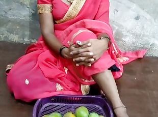 Indian poor girl selling a mango and hard fucking 