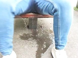 My new VERY HOT public pissing jeans (60FPS