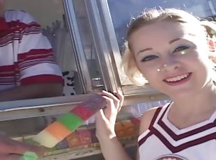 Cheerleader Cindi Loo facial and fucked part 1