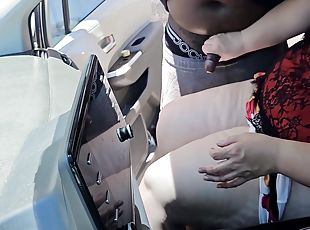 Caught Nosy Stranger Looking At My Ass While Vacuuming My Vehicle And Jerked His Cock Off To Moaning