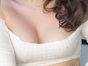 natural breasts and big beautiful ass. masturbation through panties