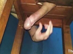 Draining My Balls under the Chair - Cock Milking Thick Cumshot