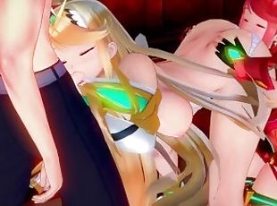 The only way to calm Mythra down is steamy sex with Pyra and her man (PICTURE + AUDIO)