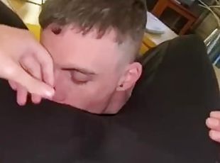 Cute chav worships his sexy master