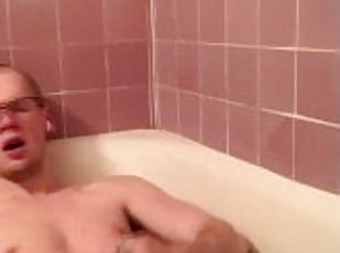 Big Dick jock moaning a lot jerking in the bathtub pt2