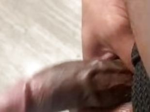 Playing with my big black dick at work