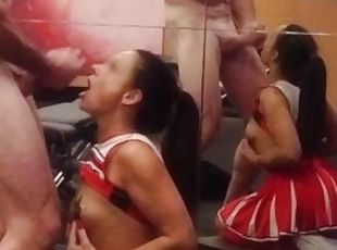 Cheerleader public sex, facial cum and squirting in the hotel gym - Part 2