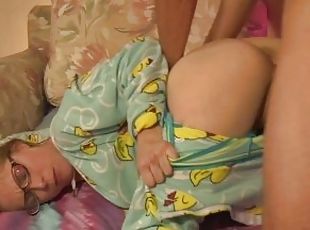  pajama girl rides a big cock