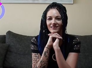 Estefani Tarrag: INTERVIEW BEFORE FUCKING! Hot tattooed babe takes my questions deep inside.