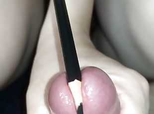 Colour pencils uretra insertions after pussy