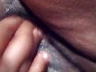 Ebony BBW gets finger fucked til creamy squirt