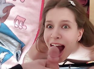 Pov Petite Amateur Brunette Facial Cumshot