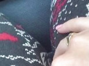 Daytime Female Public Masturbation - Waiting in parking lot of laundry mat fingering myself in car