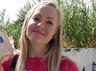 Nip Slip Payday - blonde Sicilia in outdoor POV reality adventure