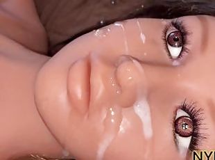 Pantyhose sex and Cum on face of my sexi doll ????