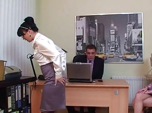 Real threesome action at the office