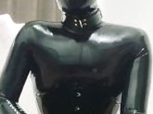 japansk, bdsm, latex, bondage, støvler, maske, gummi, erting