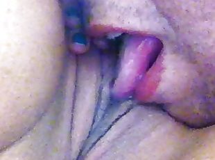 eating pussy My slut wife after cum inside of lover cuckold