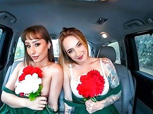 Horny Bridesmaids Sonny Mckinley & Tommy King Get Wild With Stranger On The Back Seat - Perv Driver