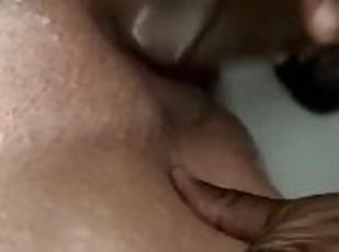 Beating dick on wet pussy till she squirts