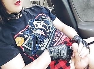 Femboy gets caught jerking in car