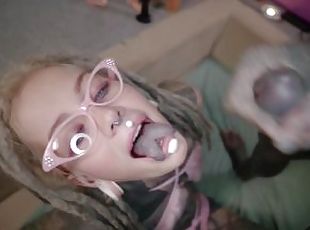 Alternative couple hot POV ANAL sex - doxy, rough fuck, Ass to mouth, dreadlocks, cum on glasses