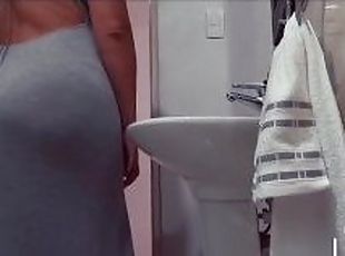 restless thick latina in the bathroom