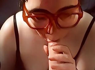 Cheating Nerdy Wife Worships Huge Cock For Facial !!!