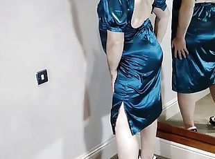 Hot crossdresser full length backless satin