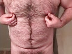 Hairy Cub Cumming in the Bathroom