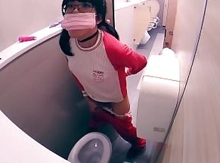 Sportswear crossdress cumshot in in shopping mall Toilets