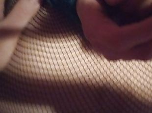 Tied Up Roommate in fishnets gets fucked RAW doggy style