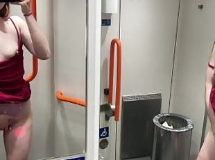 sexy dress and sweet body in train toilet