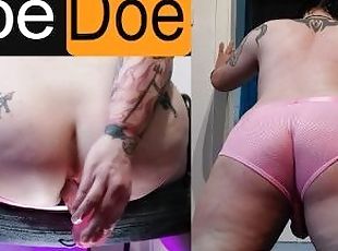 Pink anal dildo wearing pink panties and some spanking